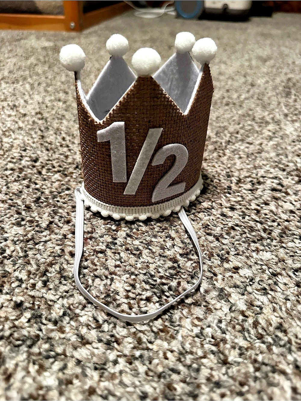 1/2 Birthday Crown Hat in Brown & White
